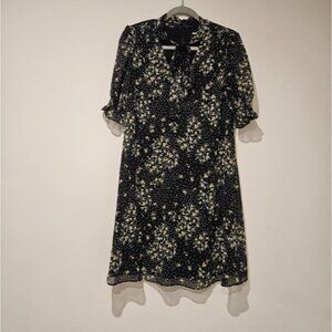 DKNY Black Floral  Dress, Size 10, Multicolor